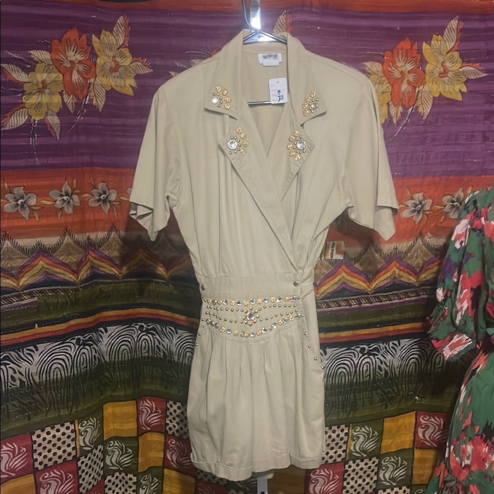 Embellished Beige Jumpsuit